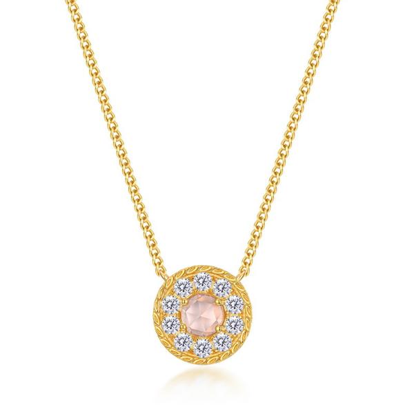 Diamond Halo Gold Pendant Necklace