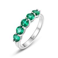 Emerald Prong Band Ring