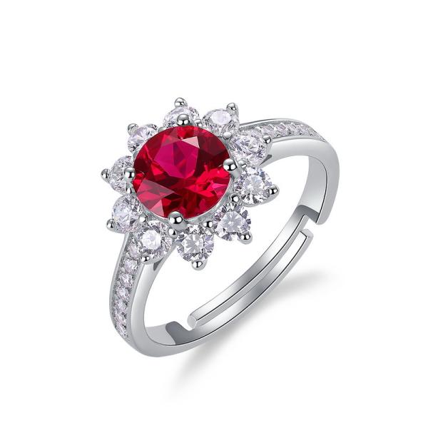 Ruby Floral Solitaire Ring