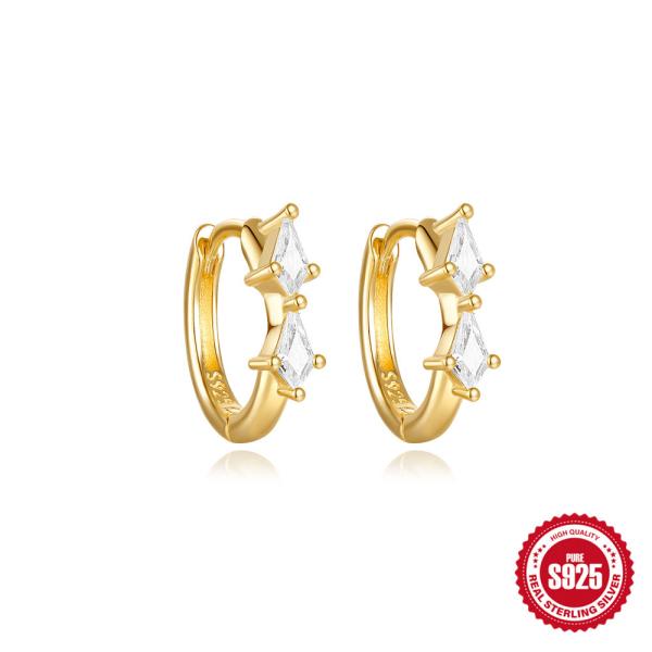 Gold-Plated Sterling Silver CZ Huggie Earrings