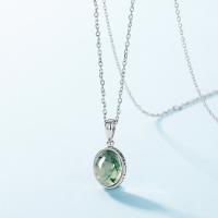 Green Stone Silver Pendant Necklace