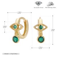 Gold Green Evil Eye Huggie Earrings