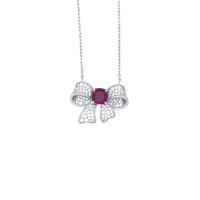 Ruby Bow Pendant Necklace