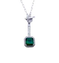 Emerald Silver Pendant Necklace