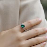 Sterling Silver Emerald Halo Ring