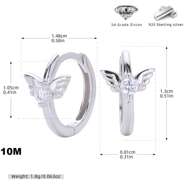 Silver Wing Zirconia Huggie Earrings