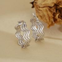 Silver Wavy Hoop Earrings