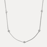 Silver Station Necklace with Cubic Zirconia