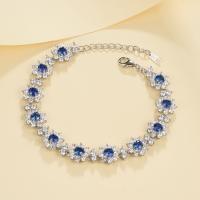 Sapphire Floral Silver Tennis Bracelet