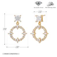 Gold Zircon Circle Dangle Earrings