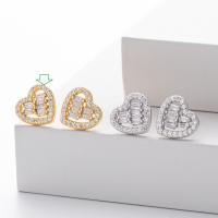 Silver-Tone Heart Stud Earrings