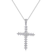 Silver Cubic Zirconia Cross Pendant Necklace