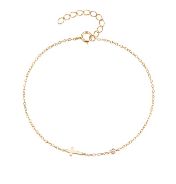 Gold-Plated Cross Chain Bracelet