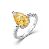 Yellow Pear-Shaped Solitaire Silver Ring