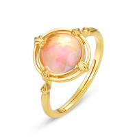 Gold Pink Opal Solitaire Ring