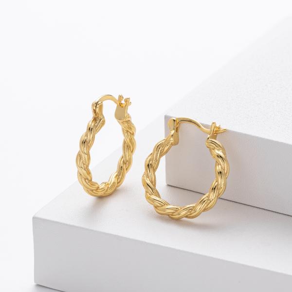 Gold-Tone Twisted Medium Hoop Earrings