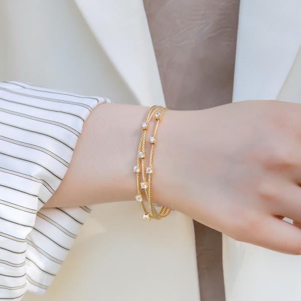 Layered Cubic Zirconia Gold Bangle
