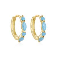 Gold Turquoise Dainty Hoop Earrings