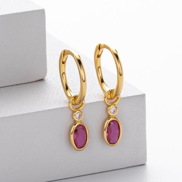 Gold-Plated Pink Drop Hoop Earrings