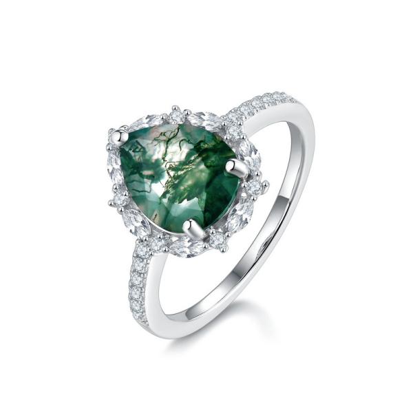 Sterling Silver Green Solitaire Ring