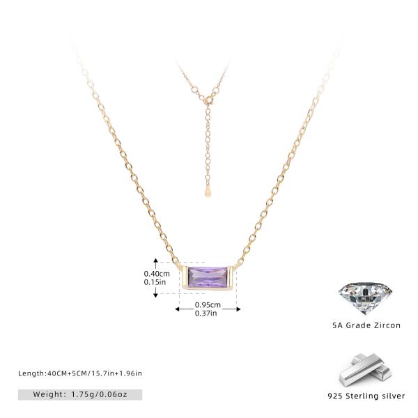 Gold Bezel Zircon Pendant Necklace
