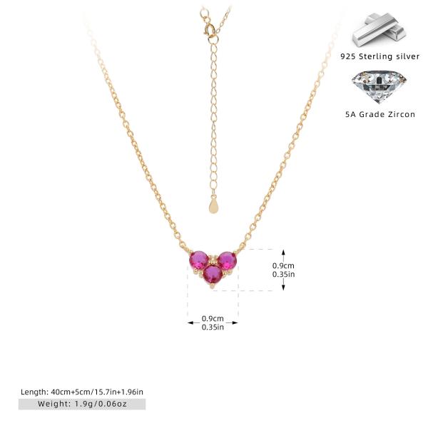Gold Heart Pendant Necklace with Pink Zircon