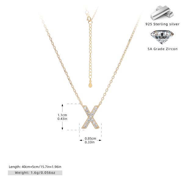 Gold Zircon 'X' Pendant Necklace