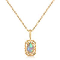 Geometric Teardrop Opal Pendant Necklace