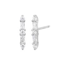 Silver Clear Cubic Zirconia Climber Earrings