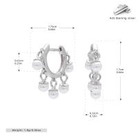 Silver Pearl Dangle Huggie Earrings
