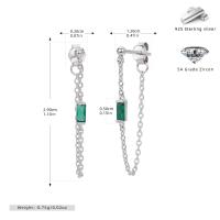 Silver Dangle Earrings with Green Zircon