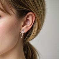 Silver Bow Drop Earrings
