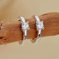 Silver Huggie Earrings with Cubic Zirconia
