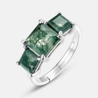Silver Jade Trio Geometric Band Ring