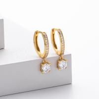 Gold Huggie Earrings with Cubic Zirconia