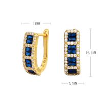 Gold Blue Stone Pavé Huggie Earrings