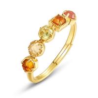 Multicolor Geometric Gold Band Ring