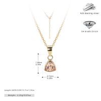 Gold Bezel Pink Zircon Pendant Necklace