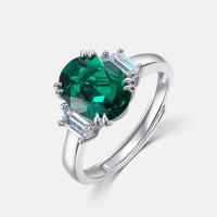 Silver Emerald Solitaire Ring