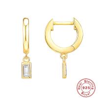 Gold Huggie Earrings with Cubic Zirconia Drop