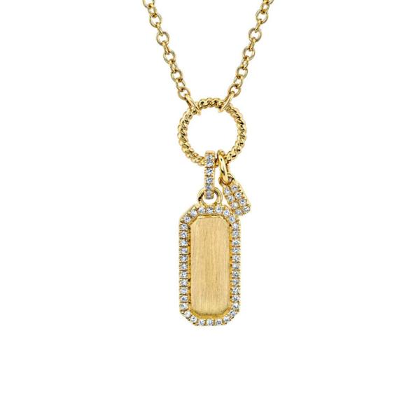 Brushed Gold Pavé Pendant Necklace