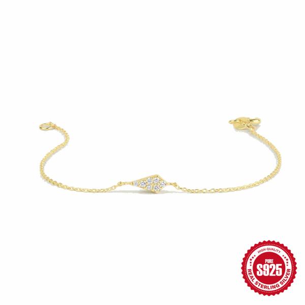 Gold-Plated Geometric Cubic Zirconia Bracelet