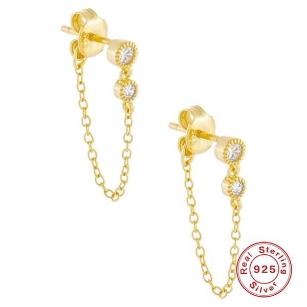 Gold-Plated Sterling Silver Chain Earrings
