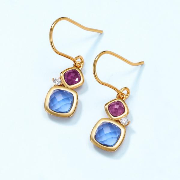 Gold Multicolor Geometric Dangle Earrings