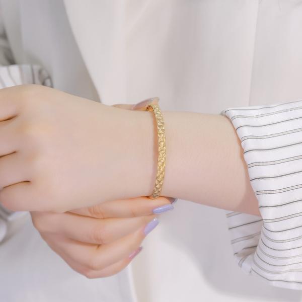 Gold-Tone Textured Geometric Bangle