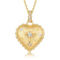 Gold Heart Pendant Necklace with Diamonds