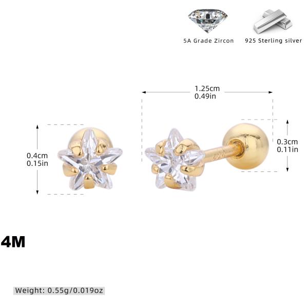 Gold Star Zircon Stud Earrings