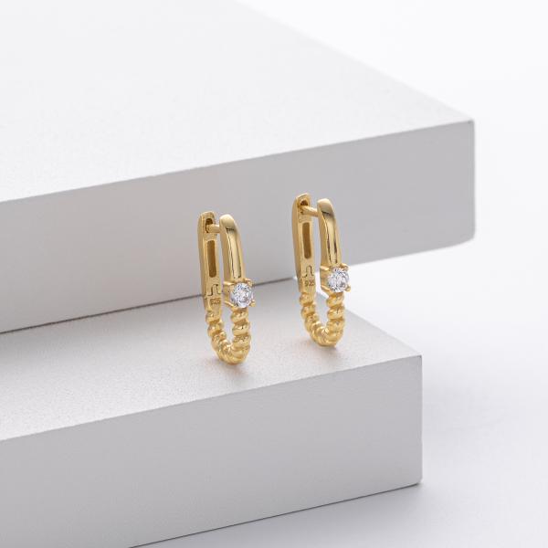 Gold Cubic Zirconia Huggie Earrings