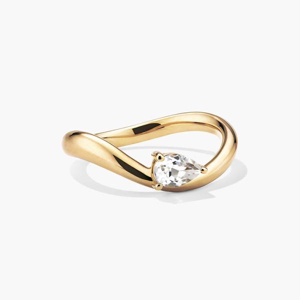 Gold Pear-Cut Solitaire Twist Ring
