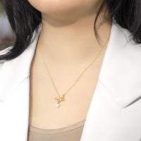 Gold Bird Motif Pearl Drop Necklace